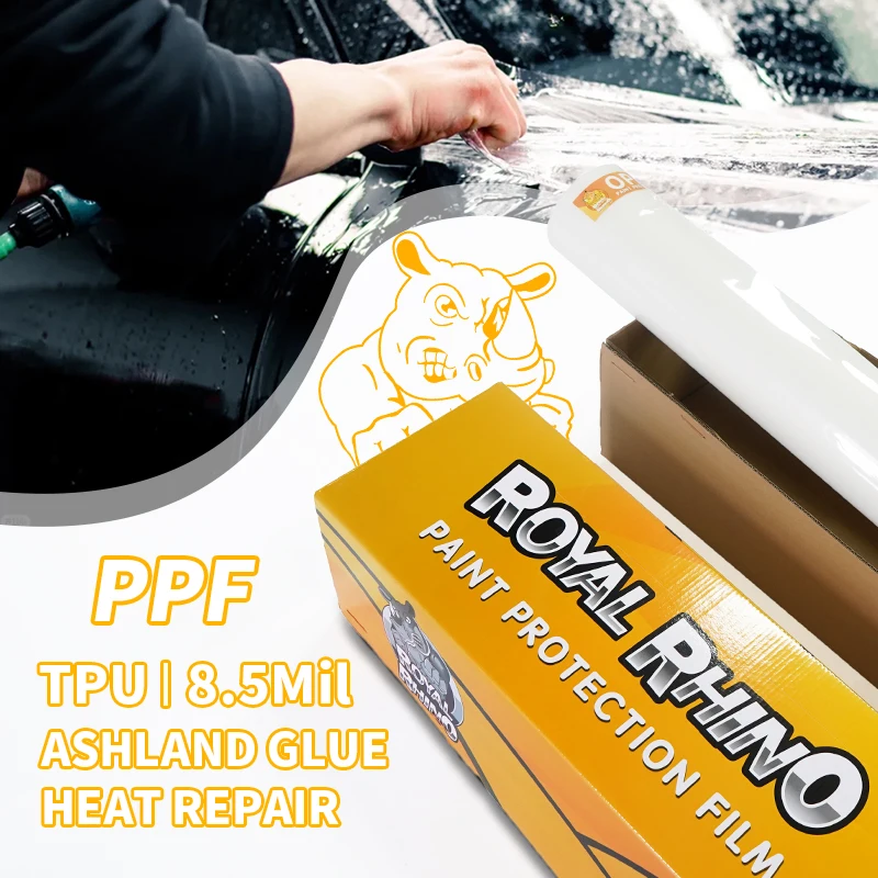 

7 Years Warranty 8.5Mil ROYAL RHINO Manufacturer Super Gloss Anti-yellowing Heat Self Healing TPU PPF Car Paint Protection Film
