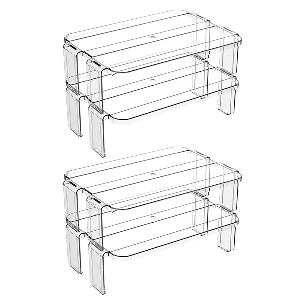 

2Pcs Kitchen Storage Rack Refrigerator Organizer Shelf Transparent Detachable Design for Leftovers Spacious Multi-Layer Fridge