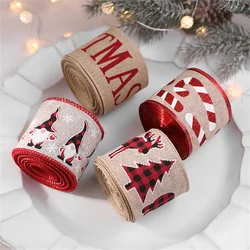 2M/ Roll Christmas Snowman Snowflake Ribbon Printed Fabric Print Wired Edge DIY Xmas Gift Wrapping Wreath Bow Craft 2024
