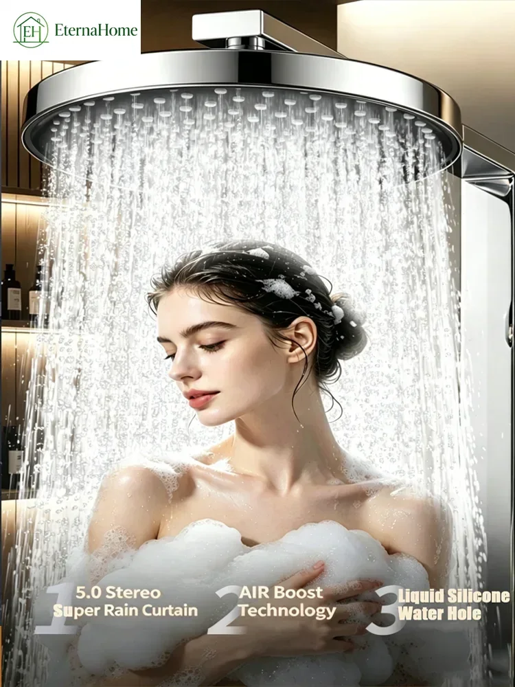 11 Inch 28CM Large Panel High Pressure Overhead Shower Head, ABS Thickened, Large Flow Pressure Boosting Spa Bathroom Shower