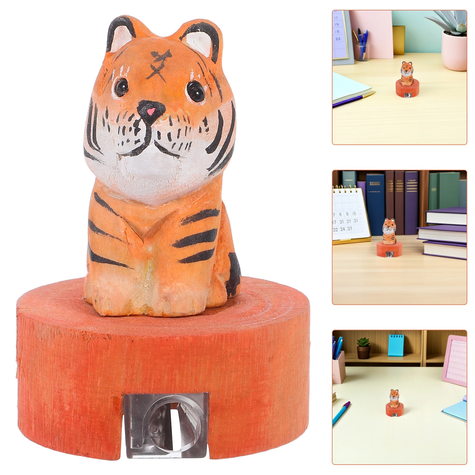 

Pencil Sharpener Creative Wooden Tiger Pencil Sharpener For Cute Animal Design Handheld Manual Sharpner For Home School Travel