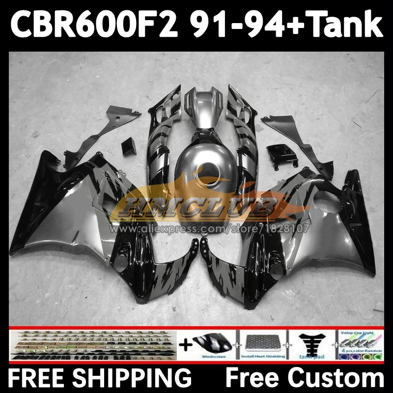 Black grey Bodys +Tank For HONDA CBR600 CBR 600F2 600 F2 FS CBR600F2 91 92 93 94 55No.266 CBR600FS 1991 1992 1993 1994 Fairing