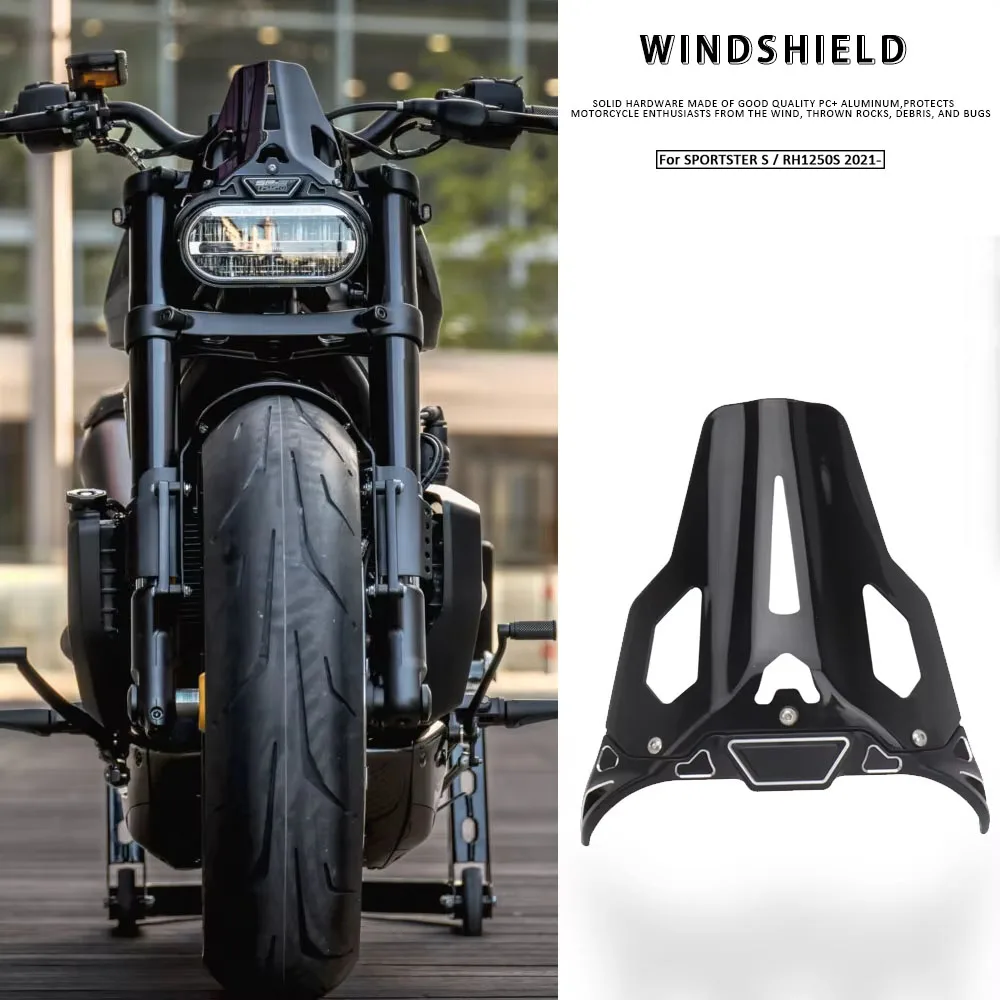 

New Motorcycle Accessories Black Windshield Wind Screen Deflector Windscreen For Sportster S RH1250S SPORTSTER S 2021 2022 2023