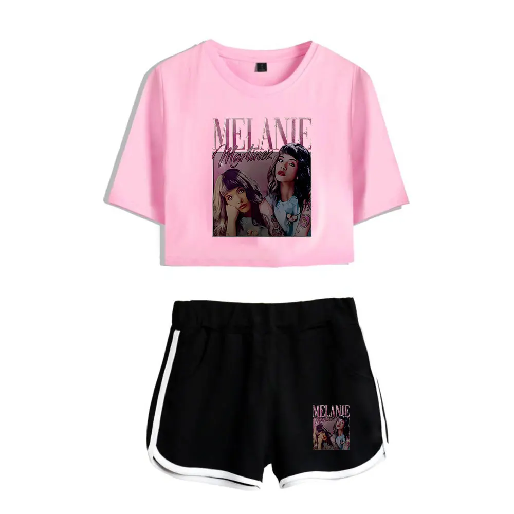 Melanie Martinez music fans midriff-baring fitted crop sets Printed short tshirt  gym sets  streetwear pants women hawaii tshirt