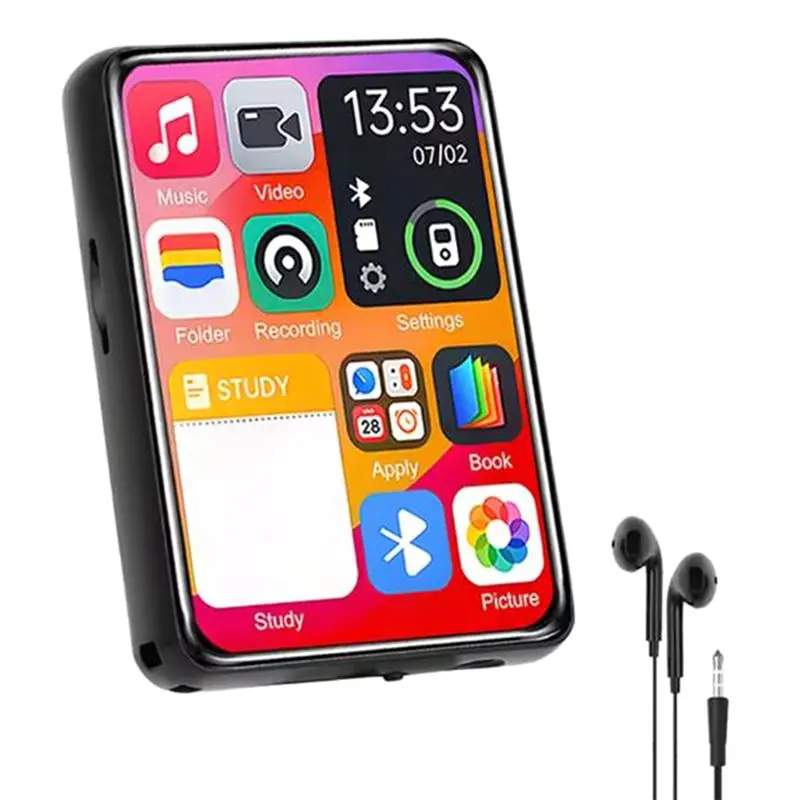 Bluetooth 5.4 MP3 Player Touch Screen Hifi Lossless Music Play Built-In Speaker 64GB Memory Card E-Book Recording Functionality