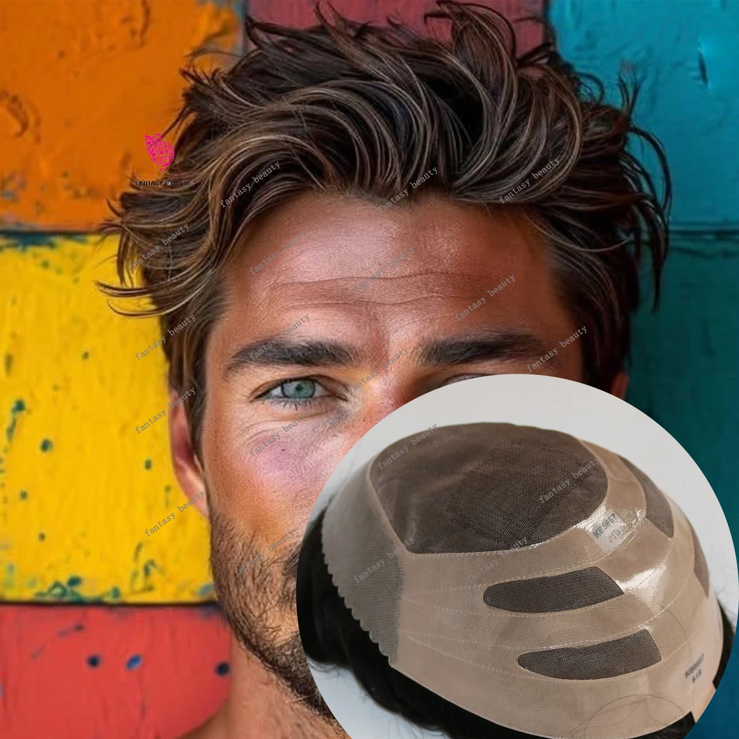 تخصيص بوند الشعر المستعار الرجال البني الرمادي # 420 1b50 نظام الشعر البشري استبدال هيربيسي تركيب شعر مستعار ذكر الاصطناعية للخسارة