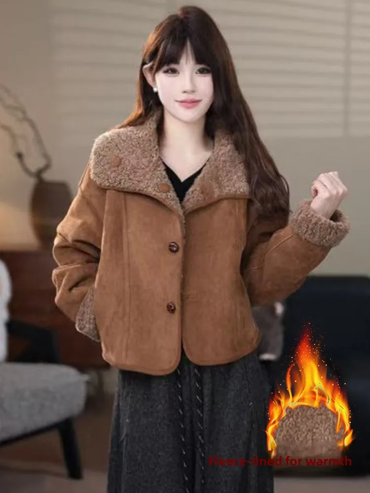 Thiened Fce Jaet-ropa de calle antienvejecimiento para mujer, Top cálido, informal, holgado, con cuello clásico, invierno