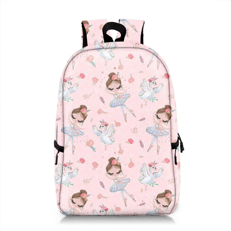 Gracefully Cartoon Ballet Dancer Print Backpack Women for Travel Students School Bags Fashion Large Capability Laptop Bookbag