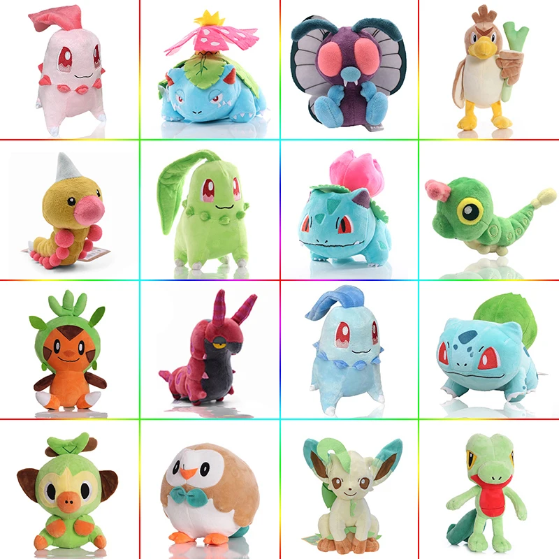 Green Pokémon Bulbasaur Leafeon Treecko Caterpie Plush Toys Pokemon Venusaur Weedle Farfetch'd Chikorita Doll Children's Gifts