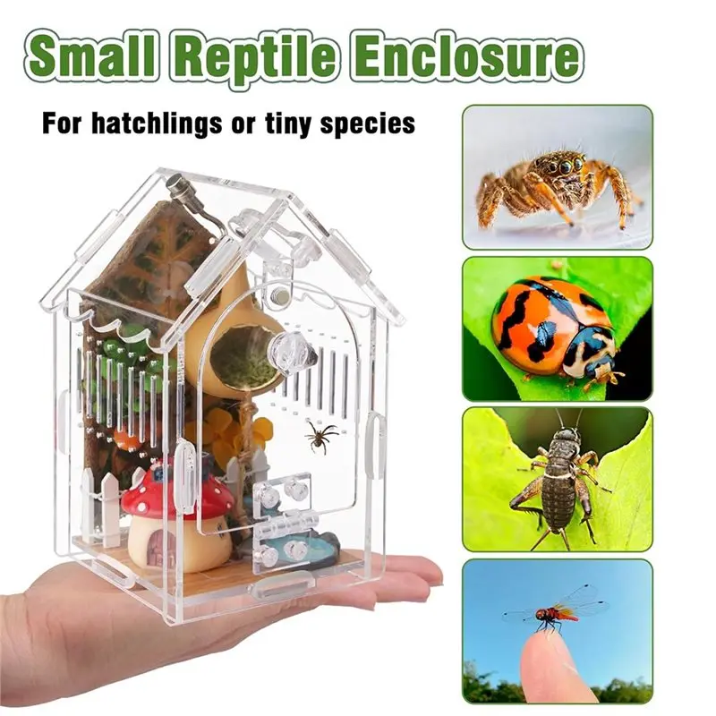 مجموعة تررم أكريليك تريند 2025 - أبعاد داخلية 3.15 بوصة × 3.15 بوصة × 5.6 بوصة حاوية عنكبوت القفز مناسبة لـ Tarantulas، Mant #3