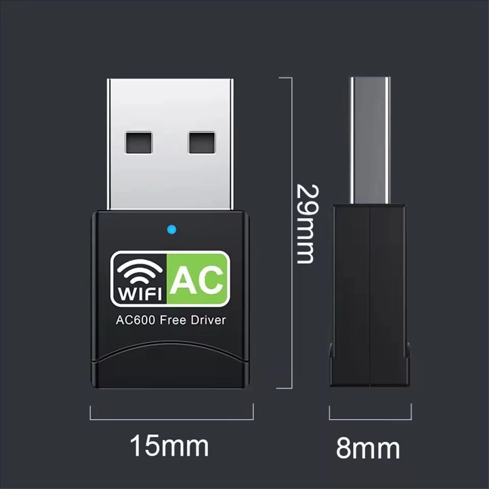 Dual Band WiFi อะแดปเตอร์เครือข่าย 2.4GHz 5GHz 600Mbps Mini USB การ์ดเครือข่ายไร้สายพร้อมไดร์เวอร์ฟรี Realtek RTL8811CU ชิป