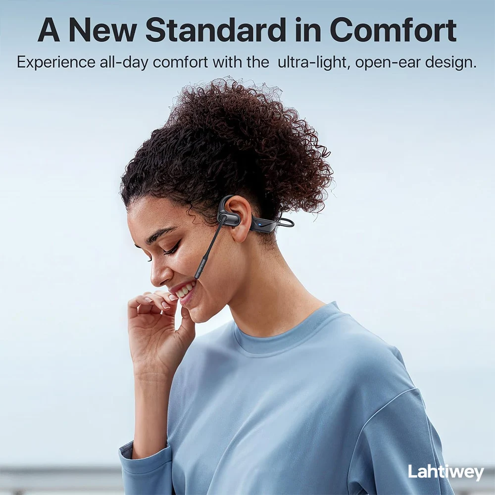 سماعة بلوتوث مع ميكروفون بوم، وسماعات أذن مفتوحة، وسماعات بلوتوث 5.4 مزدوجة الاتصال مع خاصية إلغاء الضوضاء وكتم الصوت #4