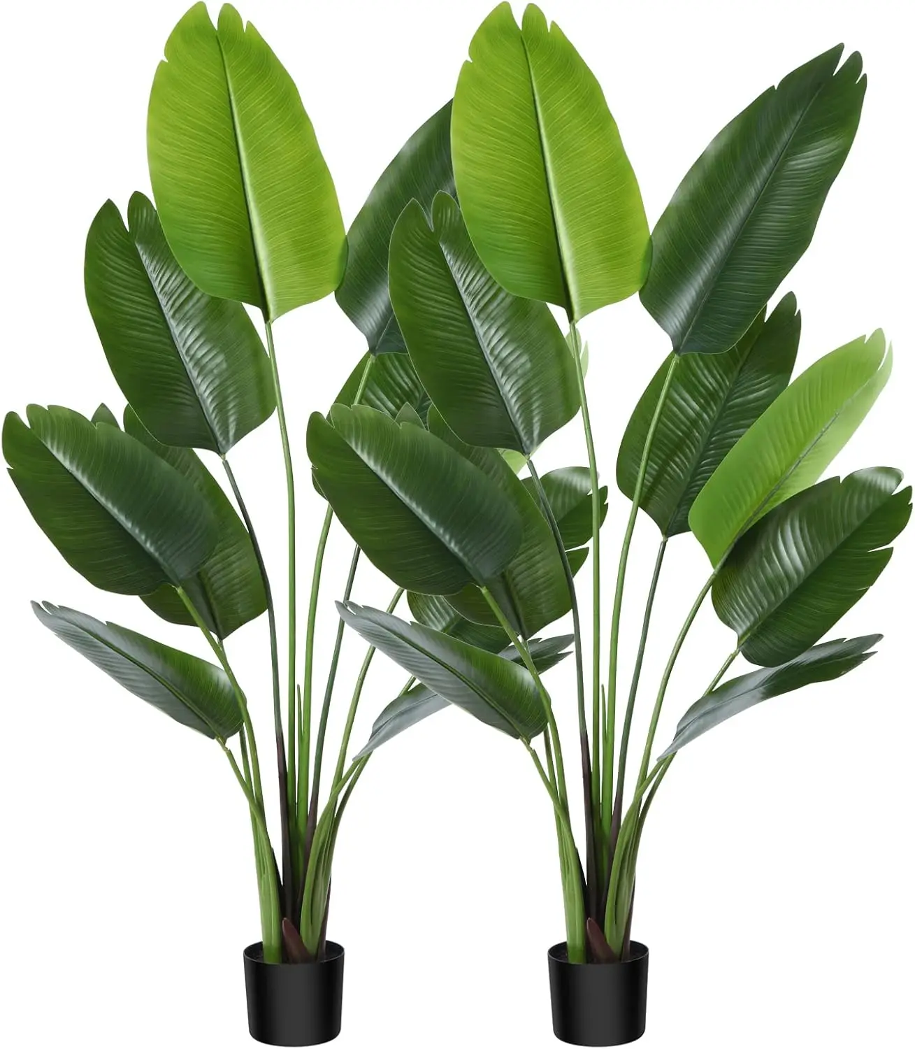 

CROSOFMI Artificial Bird of Paradise Plant 5 Feet Fake Tropical Palm Tree with 10 Leaves,Perfect Faux Plants in Pot, 2Pack