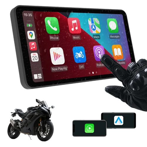 Pantalla inteligente para motocicleta de 6 pulgadas: CarPlay inalámbrico y Android Auto |   Control de voz Bluetooth |   Impermeable IP67 |   Pantalla táctil HD |