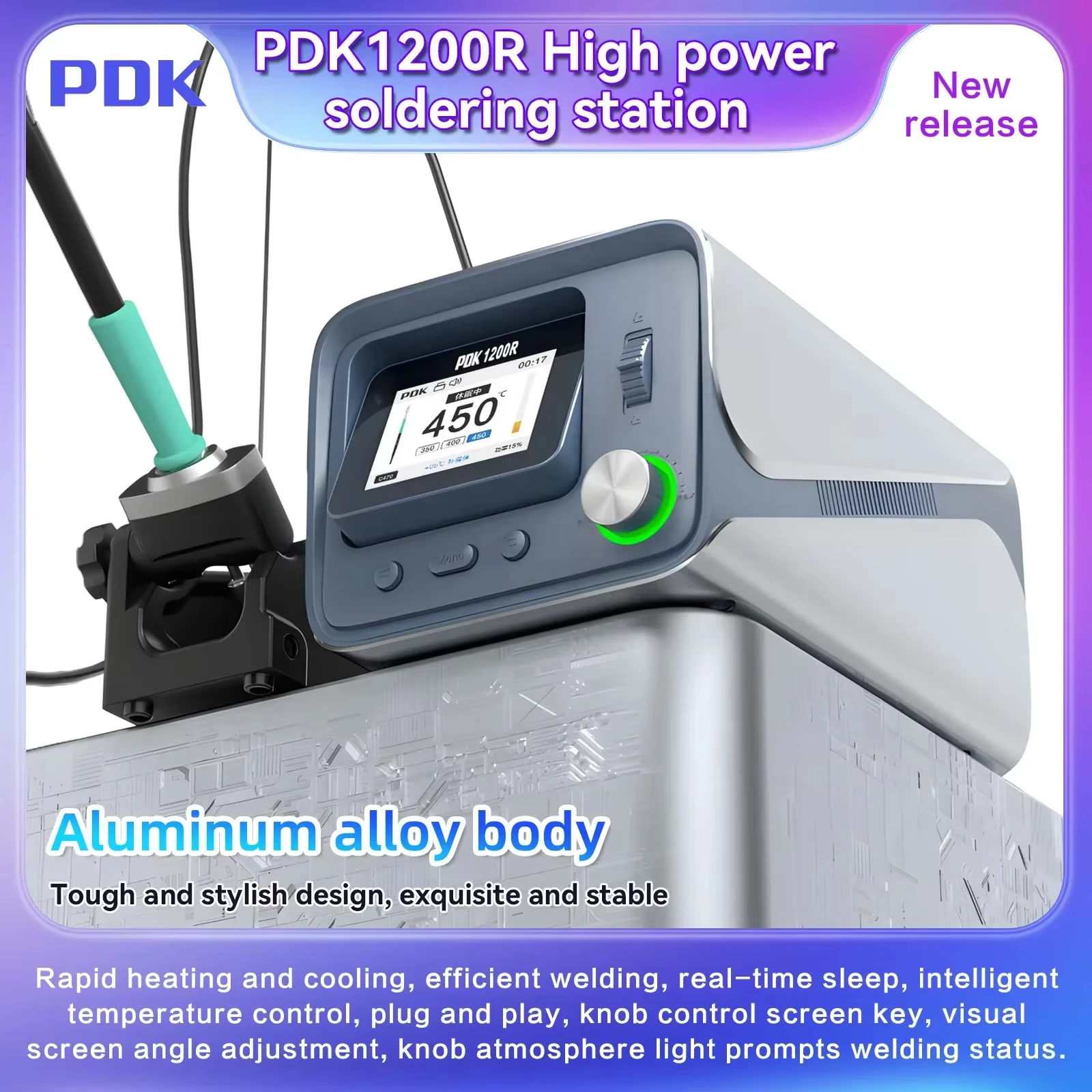 I2C PDK1200R 400W High Power Soldering Station Rapid Heating and Cooling Compatible with C245 C470 Handles for Phone Repair