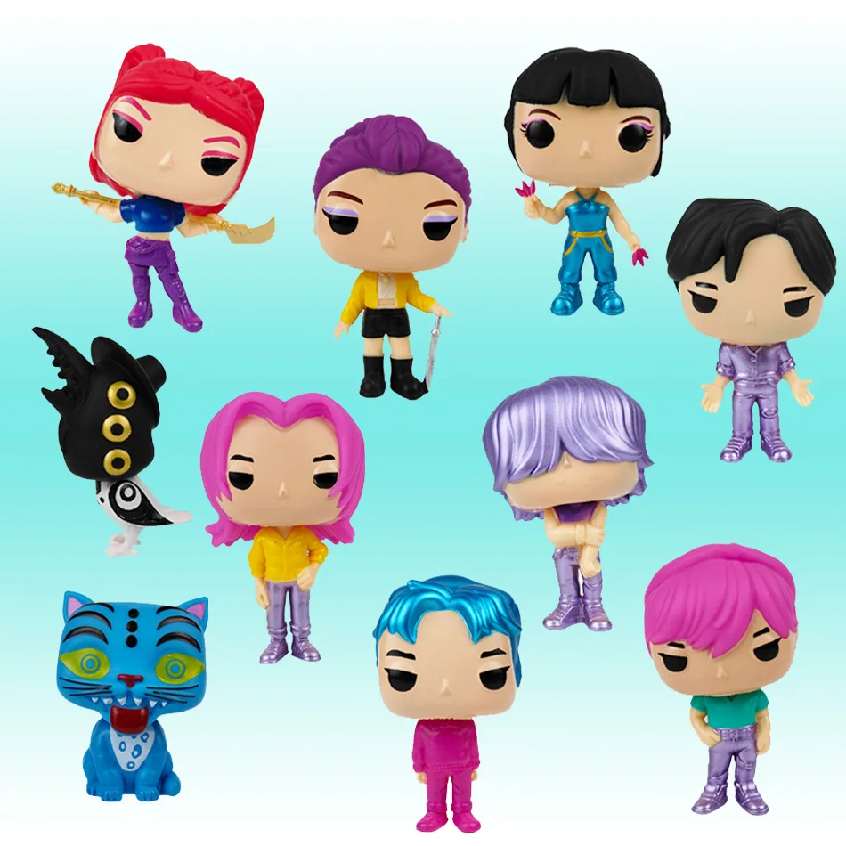 2025 Anime KPOP Demon Hunters Figure Rumis Miras Zoeys Tiger Toy Kids Desk Decor Ornament Birthday Gift Collectible Statues