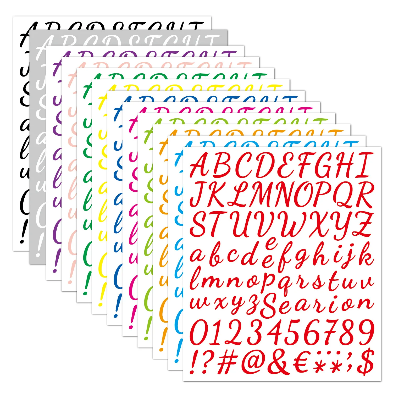 12pcs 1-inch handwritten alphanumeric stickers with vinyl waterproof adhesive and DIY hand account basic stickers