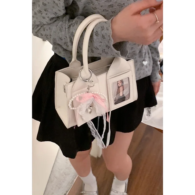 

Original Faion Cr Colored Square Bag Handbag oulder Bag Crossbody Bag Versatile Ins Sle Youth PU Leather Bag