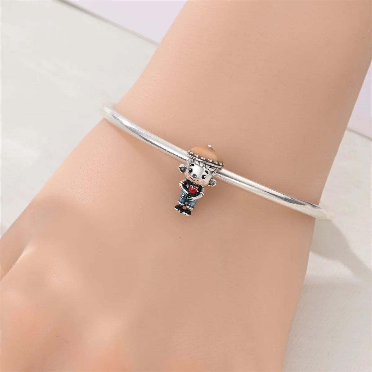 925 Sterling Silver Family Kids Figure Charms Girl Boy Graduation Kimono Strawberry Child Pendant Beads Fit Bracelet DIY Jewelry