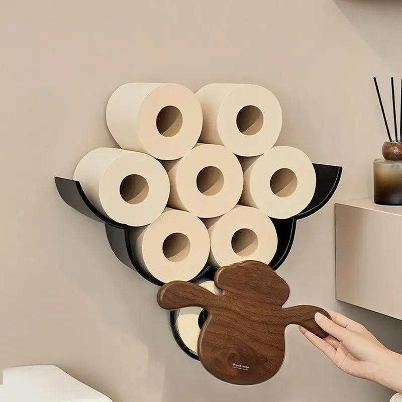 

Funny Toilet Paper Holder Sheep-Shaped Paper Towel Holder Wall Tissue Storage Rack Holds 12 Rolls Bathroom Organizer For Kitchen