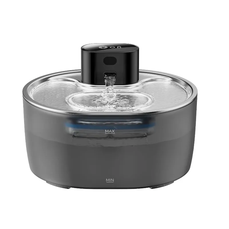 

Smart Modern Rechargeable Wireless Waterproof Solid Stainless Steel Automatic Pet Water Fountain LCD Display Touch-Screen
