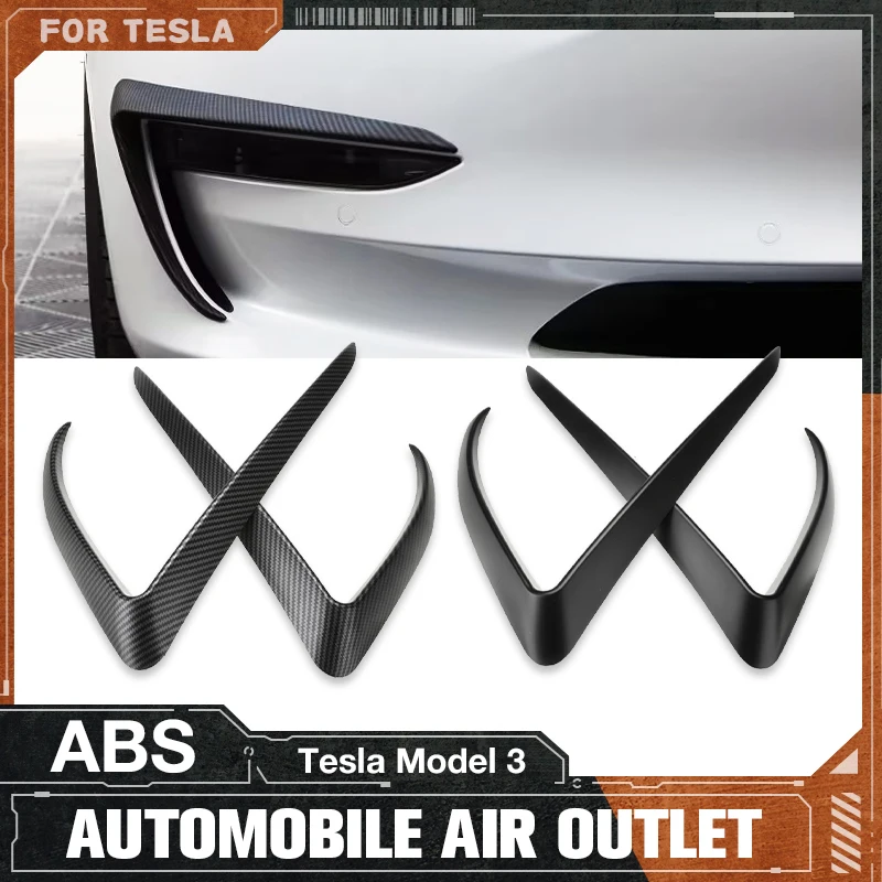 For Tesla Model 3 Three Accessories 2021 2022 Protect Decorate Sticker Spoiler Front Blade Knife Fog Lamp Sport ABS Glossy Matte