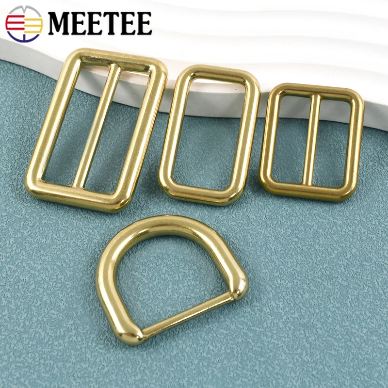 2/4/5Pcs Solid Brass D Ring Adjuster Clasp Tri-Glide Slider  display picture 1