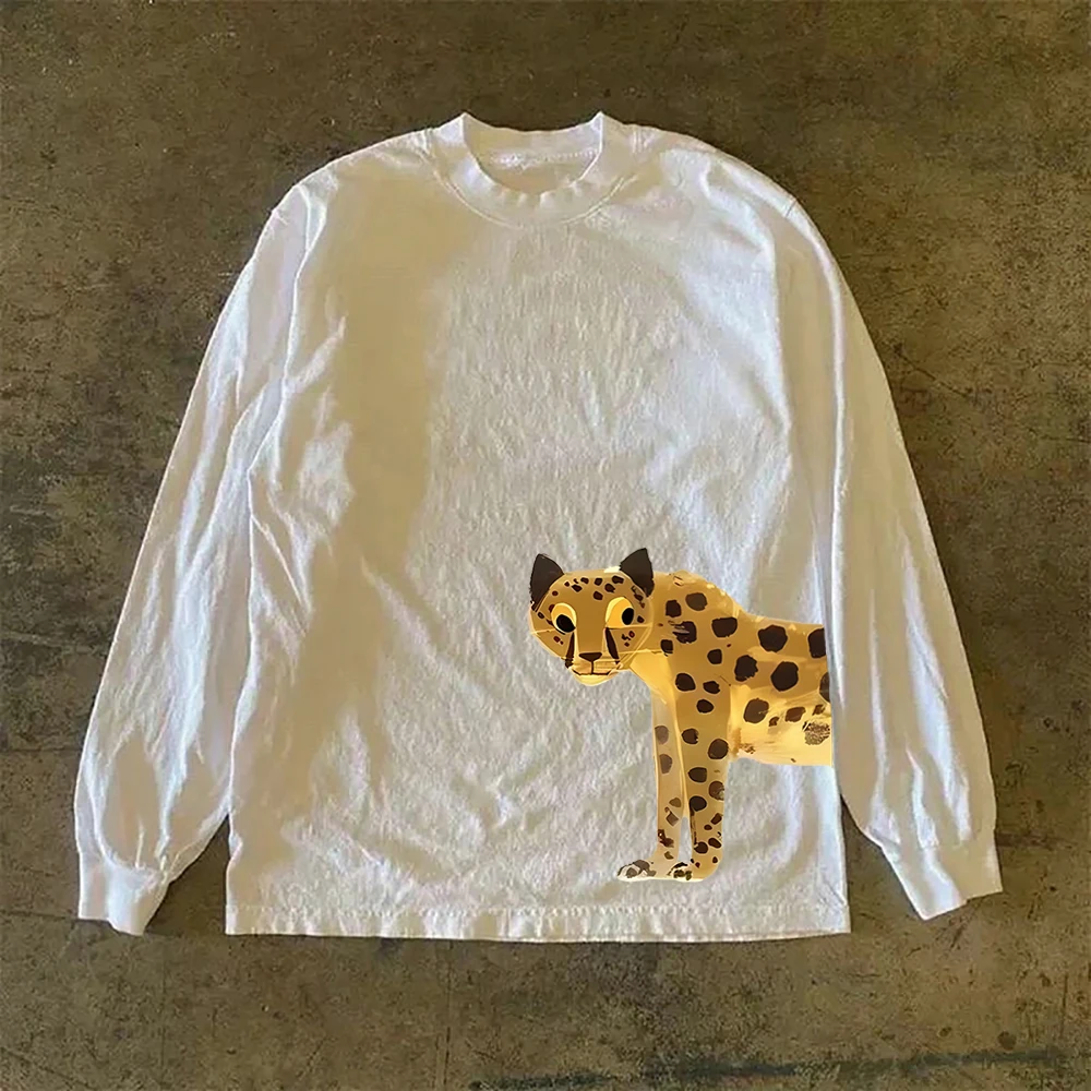 Heavyweight 310g Pure Cotton Long Sleeve T-Shirt American Retro Oversize Streetwear Versatile Comfortable Casual round Neck Top