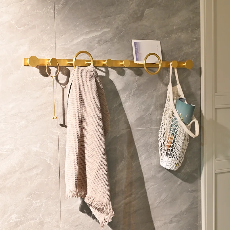 Nordic Light Luxury Brushed Gold Clothes Hook Entering the Entrance, Clothes, Hats, Hangers, Bathroom