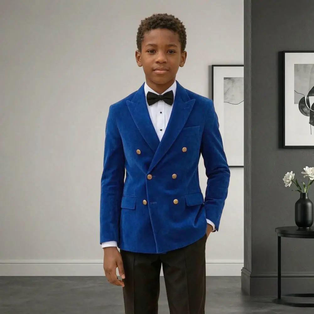 Velvet Child Suits Slim Fit Wedding Gold Buttons Two Pieces Prom Jacket with Pants For Ceremonies Galas Stage Performances 2026