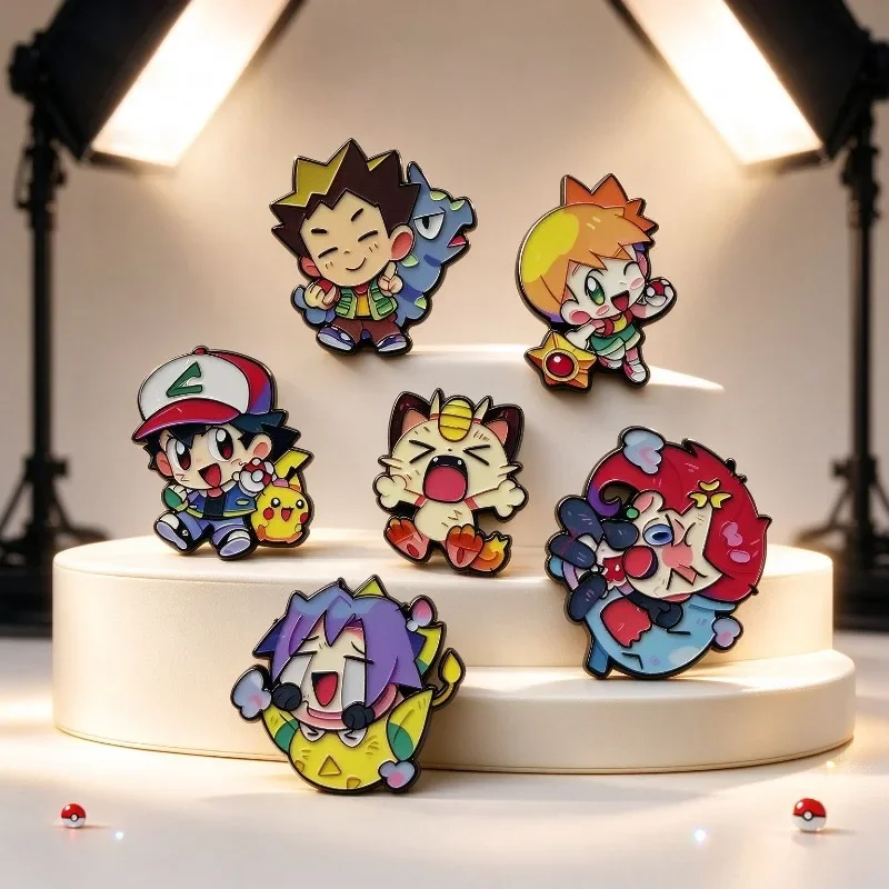 6Pcs Cute Cartoon Lapel Brooches Kawaii Chibi Fantasy Monster Enamel Pin Set Backpack Decorations Creature Badge Gift Collection