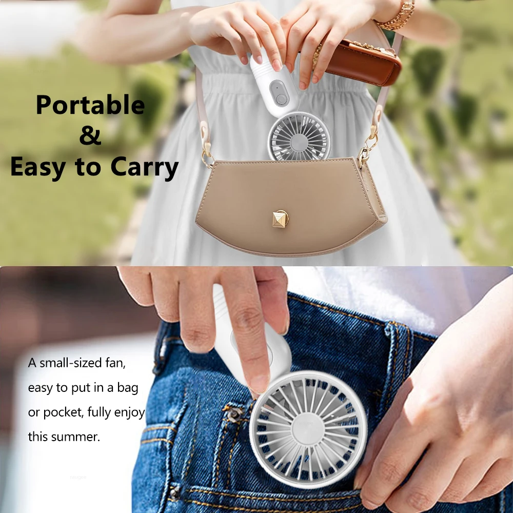 Mini Portable Fan Small Hand Held Fan USB Rechargeable Handheld Fan Outdoor Personal Pocket Fan Powerful and Lightweight 3 Gears