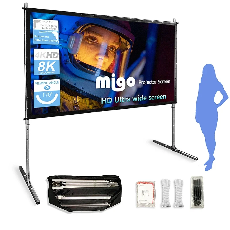 

Fast Folding Quick Fold Screen Easy Move Projector Screen Portable Adjustable Outdoor Indoor Projection Screen with Flight Case