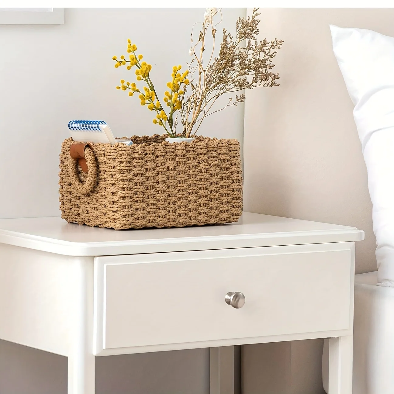 3 قطع سلة تخزين منسوجة، سلة تخزين منسوجة يدويًا، رف تخزين للألعاب والملابس والكتب والهدايا وما إلى ذلك، سلال الرف