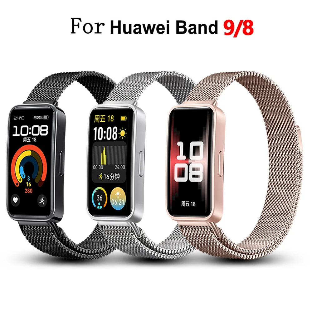 

Ремешок магнитный для Huawei Band 9, браслет из нержавеющей стали для Hauwei Band 8, аксессуары «Миланская петля» для Huawei Band 8/9