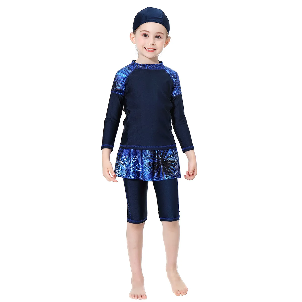 3 ensembles Burkini maillot de bain musulman pour filles adolescent maillot de bain été hiver Islam femmes noir marine sport vêtements plage Style