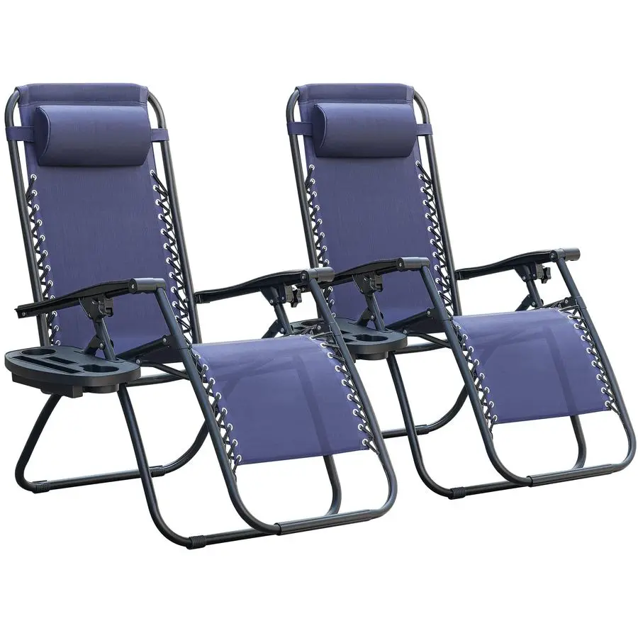

Zero Gravity Chair Patio Folding Lawn Outdoor Lounge Gravity Camp Reclining Lounge Chair with Cup Holder Pillows for Poolside B