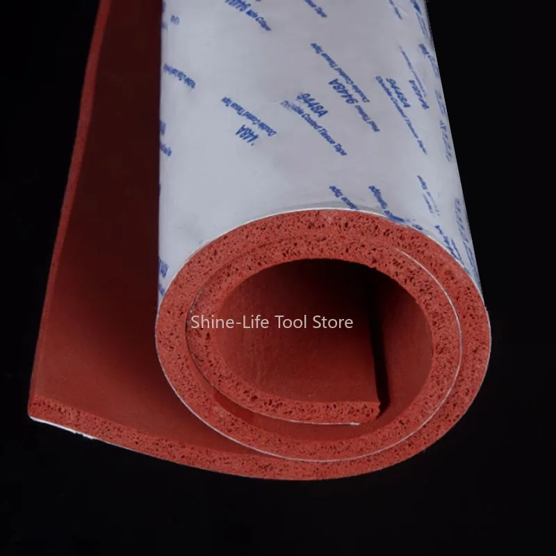 Thick 1/2/3/5mm Red Self-adhesive Silicone Rubber Foam Sheet High Temps Resist Red Sponge Board Self-adhesive Sealing Gasket