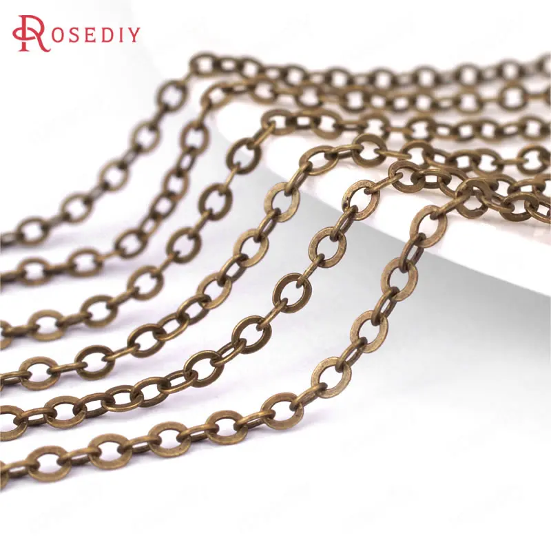 5 Meters Chain width 1MM 1.5MM 2MM 2.8MM Copper Flat Oval Shape Chains Oval Link Necklace Chain Jewelry Diy Accessories