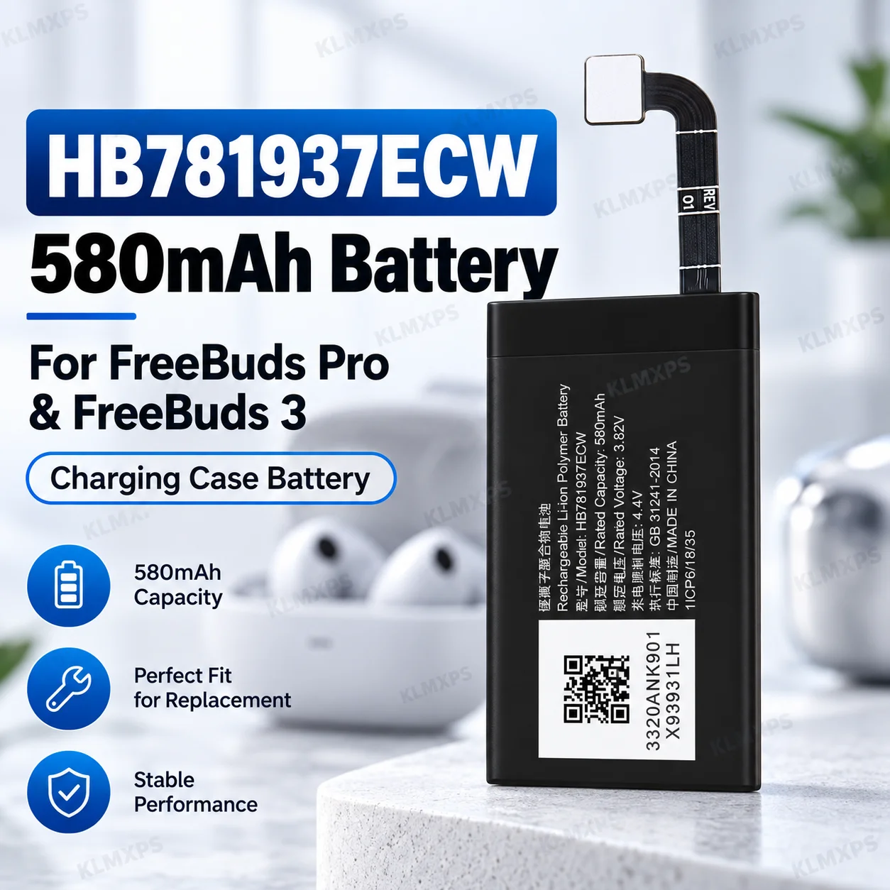HB781937ECW 580mAh Battery for Huawei FreeBuds Pro FreeBuds 3 Charging Case Lithium Polymer Replacement Battery