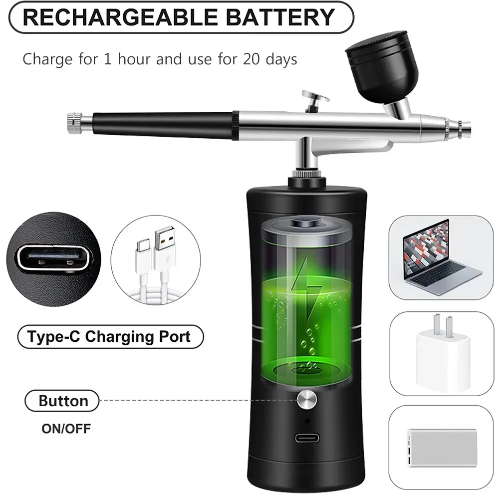 Aerógrafo portátil para uñas, compresor de 7,4 v para arte de uñas, pintura, manualidades