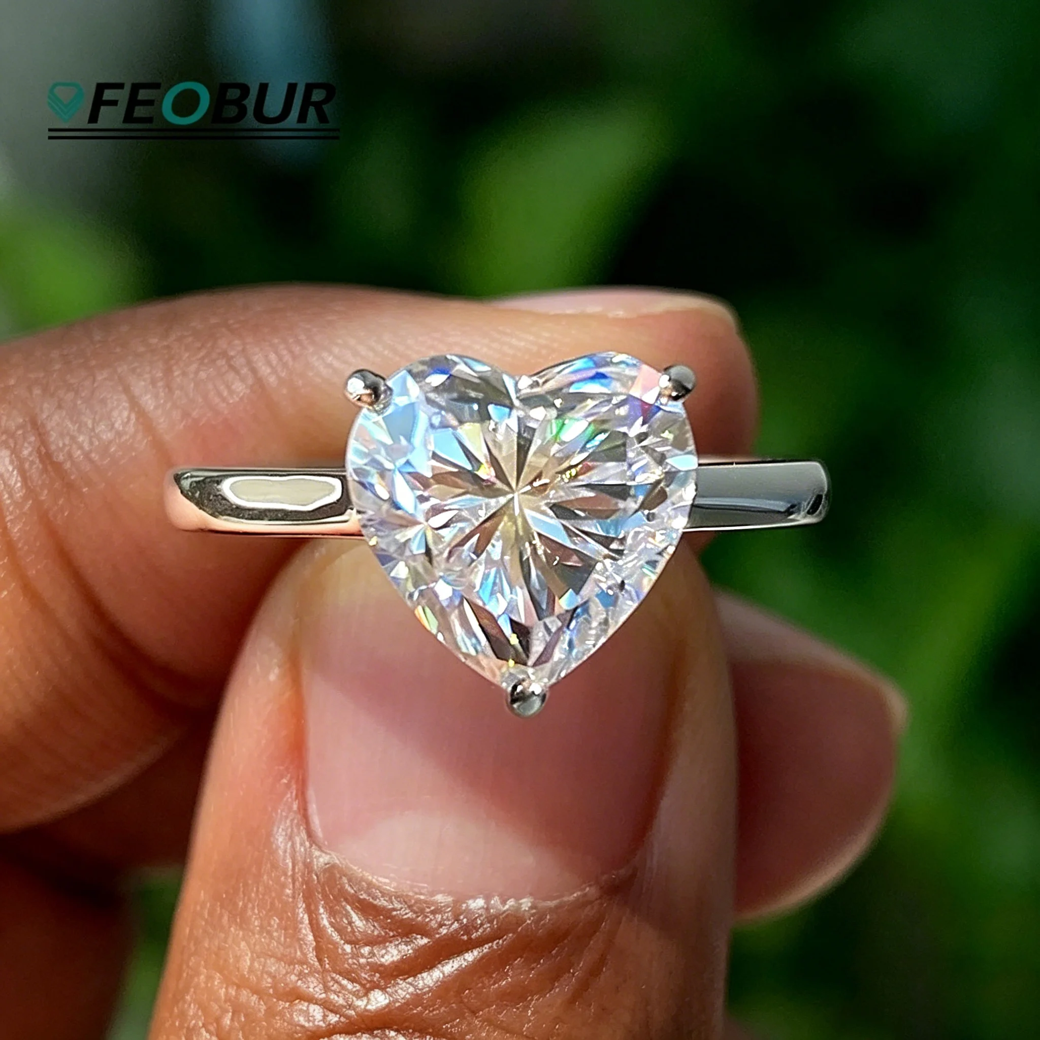 1/2/4CT Heart Cut Moissanite Engagement Ring with Certificate 925 Sterling Silver Solitaire Lab Diamond Wedding Band Women Gift