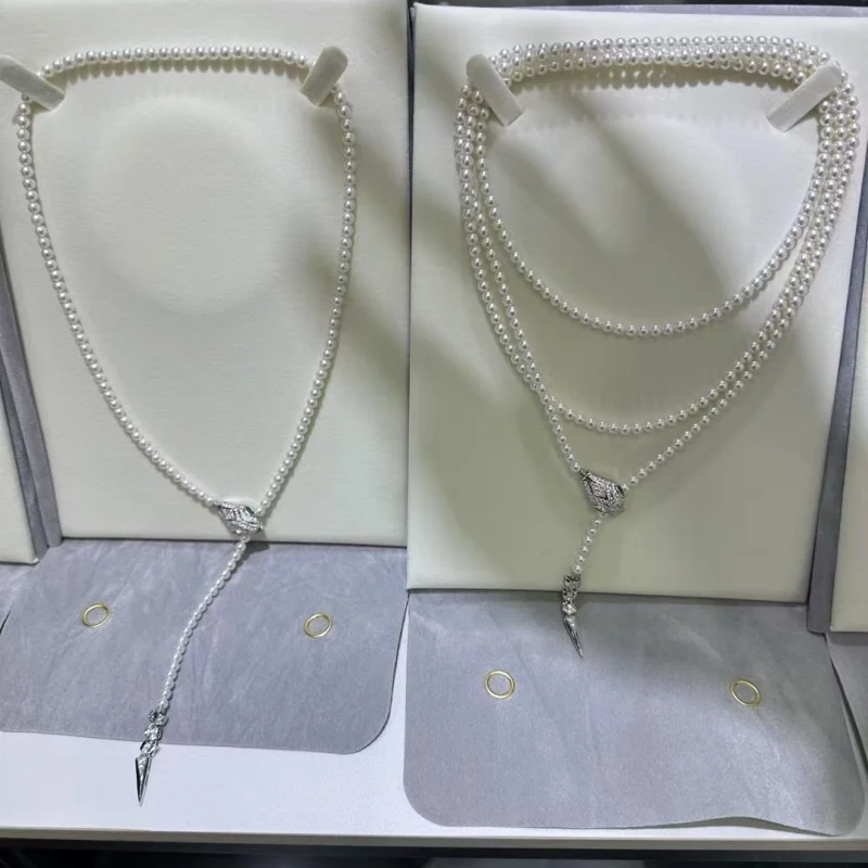 SGARIT Natural Freshwater Pearl Necklace for Women S925 Silver Snake Clasp Adjustable Chain for Women Customizable Length