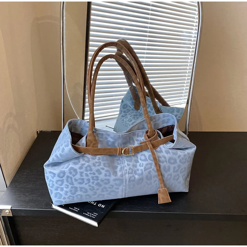 Leopardenmuster Gürtelschnalle Unterarm Umhängetasche, Vintage Große Kapazität Frauen Einkaufstasche, 2025 Herbst Winter Neue Top Griff Handtasche – Detail 8