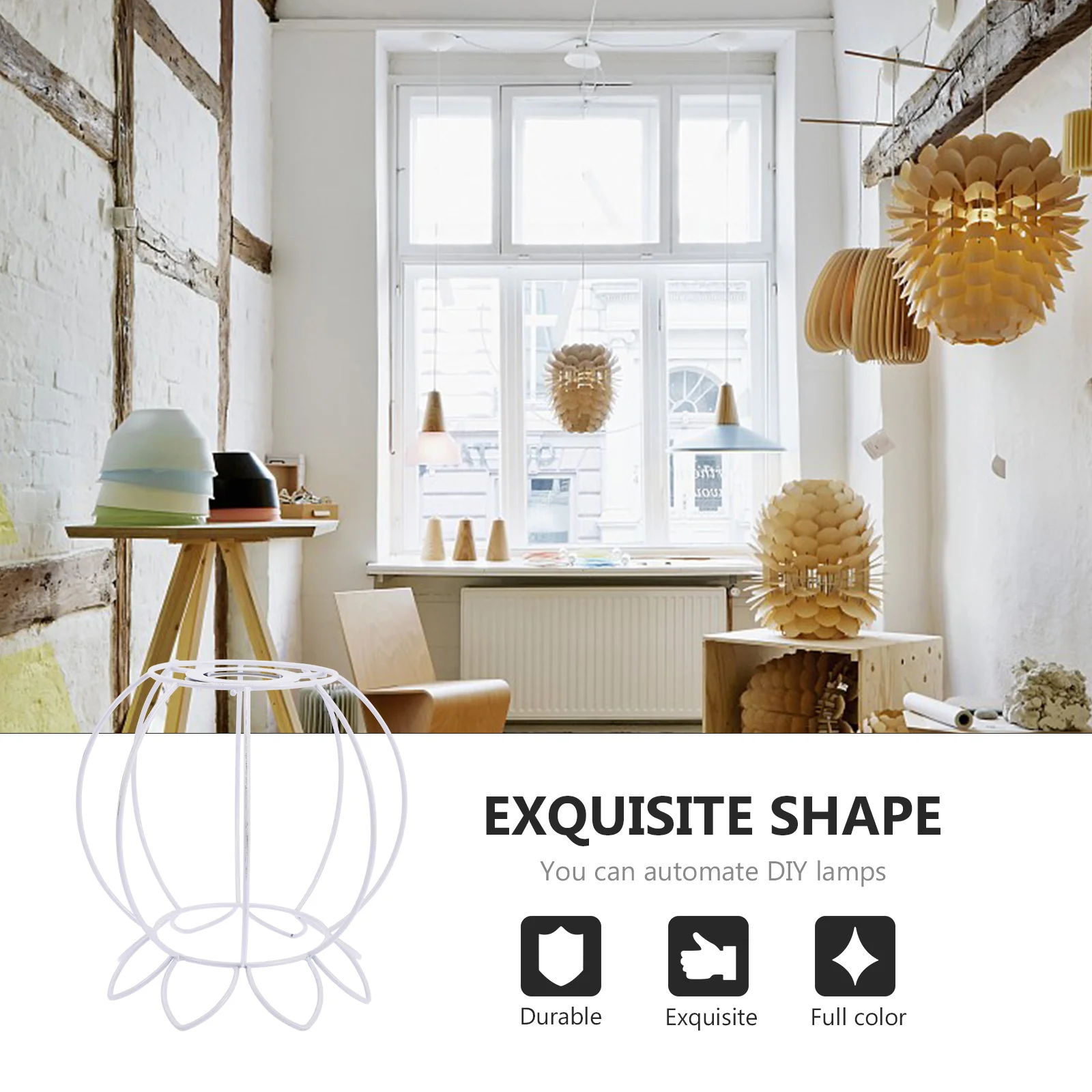 

Lampshade Frame E27 Socket Vintage Lamp Shade Ring Fitter DIY Pendant Light Ceiling Lamp Cage Guard