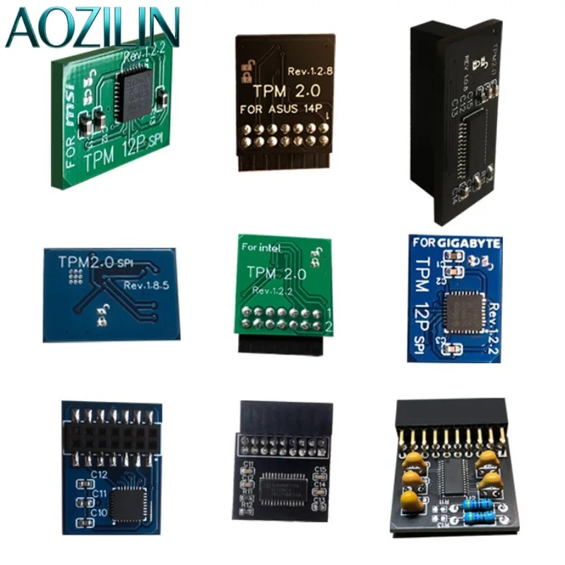 AOZILIN TPM2.0 Security Module Compatible With Multiple Motherboards 12 14 18 20-1 Pin Encryption Accessory