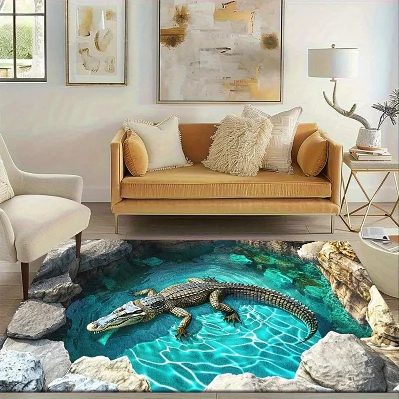 3D Beach Wave Shells Carpet Alligator Pond Rug for Living Room Bedroom Home Decor Floor Mat Non-slip Sofa Rug Doormat Gifts