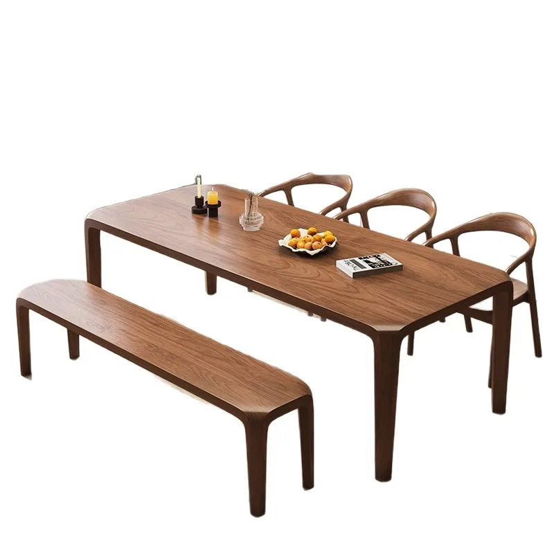 

Walnut dining table solid wood new Chinese light luxury simple table and chair combination modern household