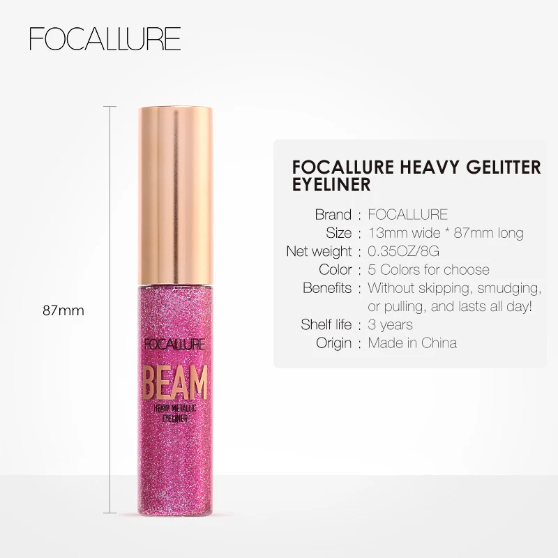 Focallure อายไลเนอร์ชนิดน้ำอายไลน์เนอร์ติดทนนานไดมอนด์ maquillaje กันน้ำเลื่อมมันวาวเครื่องสำอางอายไลเนอร์