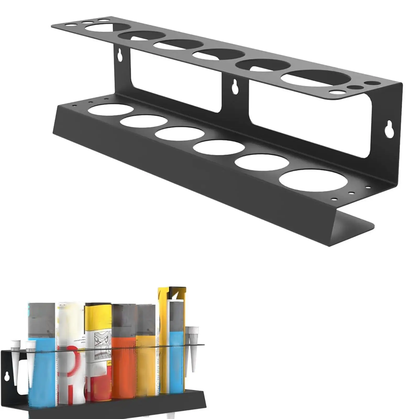 

Caulk Hook Steel Tool Rack Spray Can Storage Rack Garage Wall Mount Tool Rack Black
